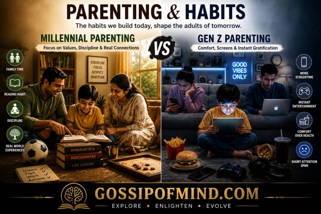 Parenting styles and childhood habits comparison between Millennials and Gen Z.